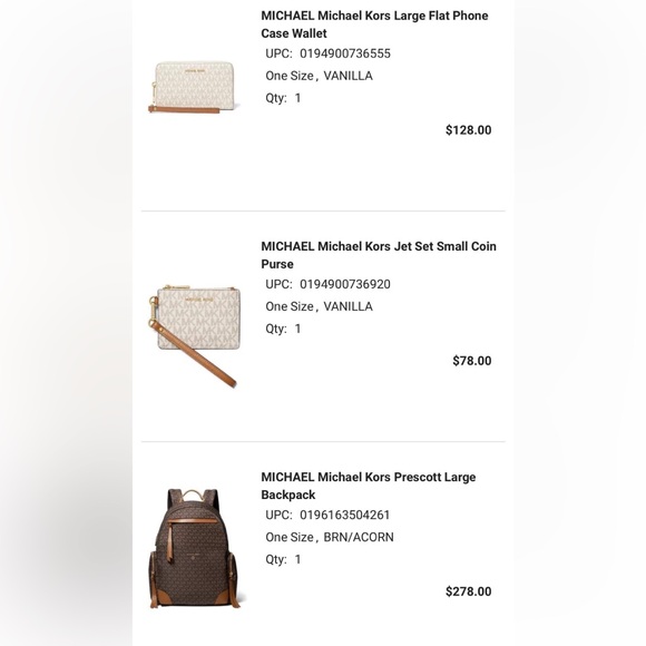 Michael Kors backpack large wallet small wallet